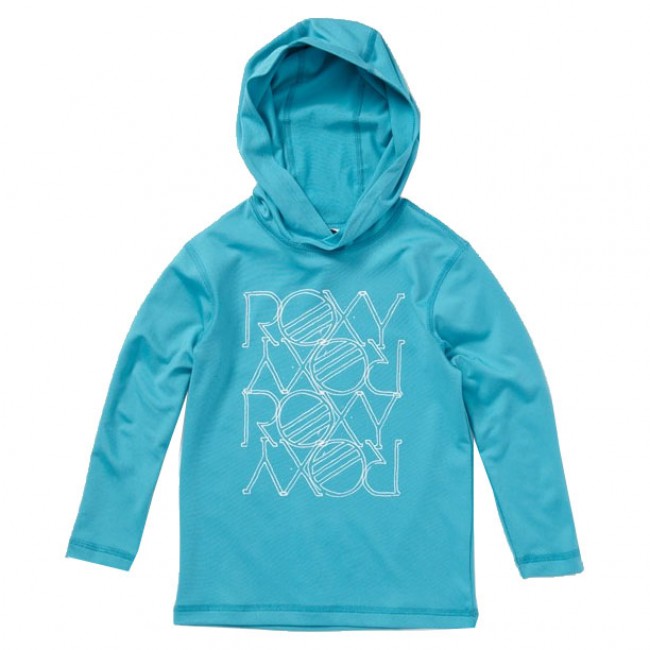 Roxy Toddler Sun Kissed Long Sleeve Hoodie Rash Guard Turquoise
