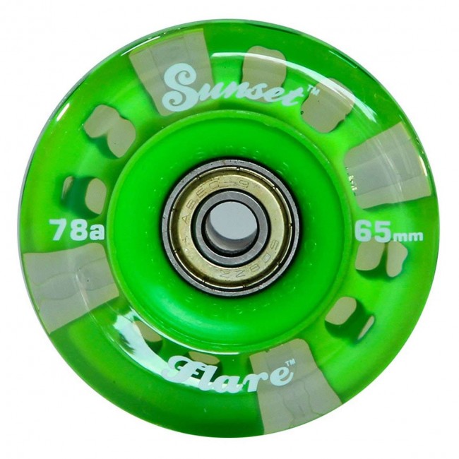 Sunset Skateboards 65mm Flare Longboard LED Wheels Green Cleanline Surf