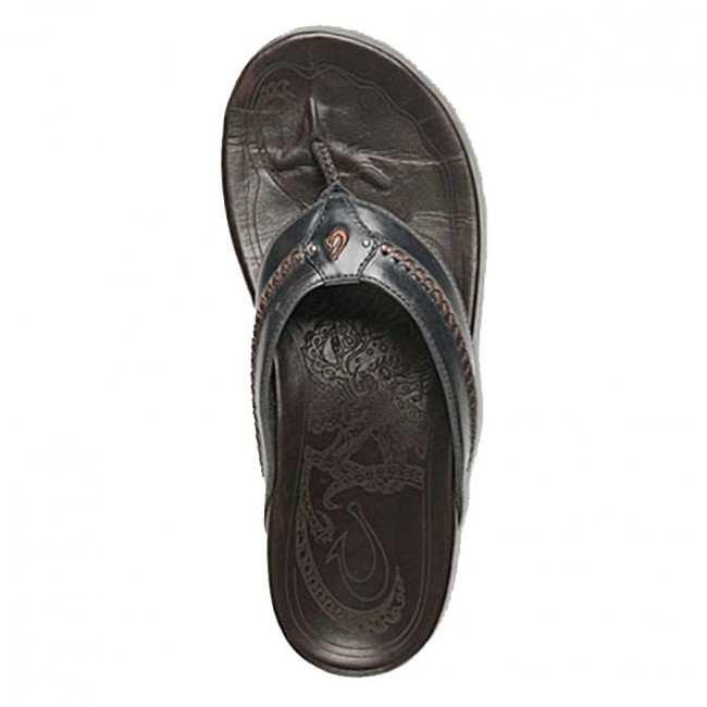 Olukai Men/'s Mea Ola Hand-sewn Leather Flip Flops Dark Java//Dark Java